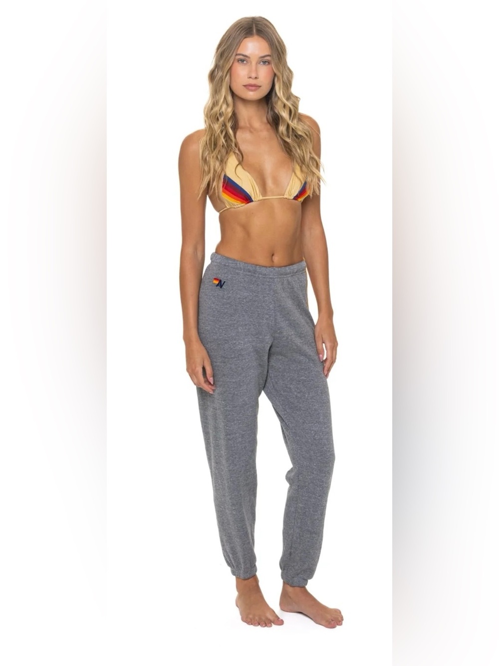 Aviator nation 5 stripe sweatpants heather grey xl
